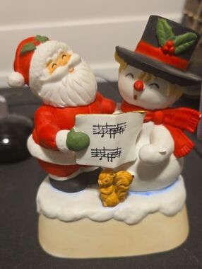 K-mart Vintage 80's Festive Santa and Snowman Carolers Holiday Figurine -
